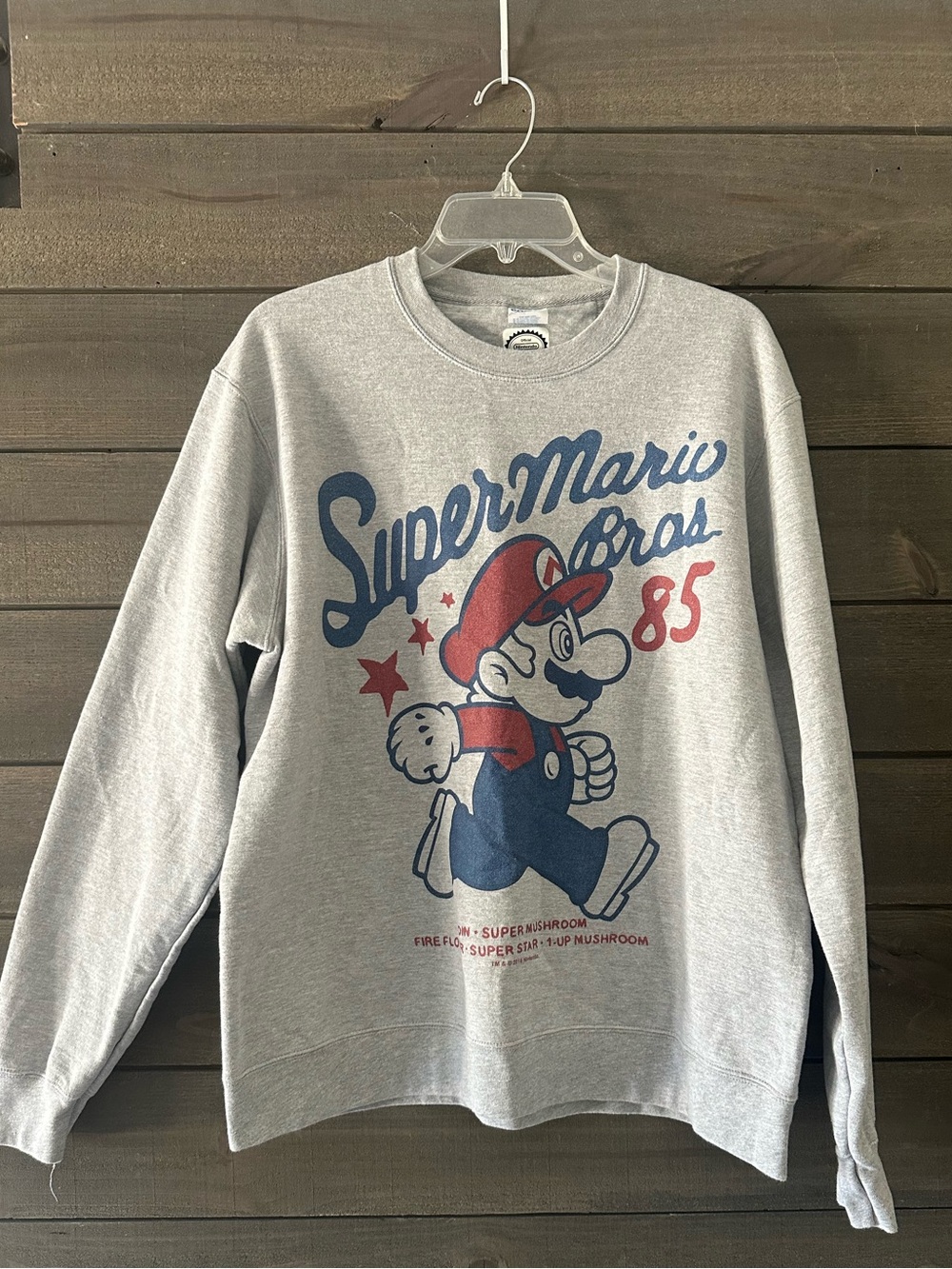 Grey SUPER MARIO BROS. Graphic Crewneck Sweatshirt
